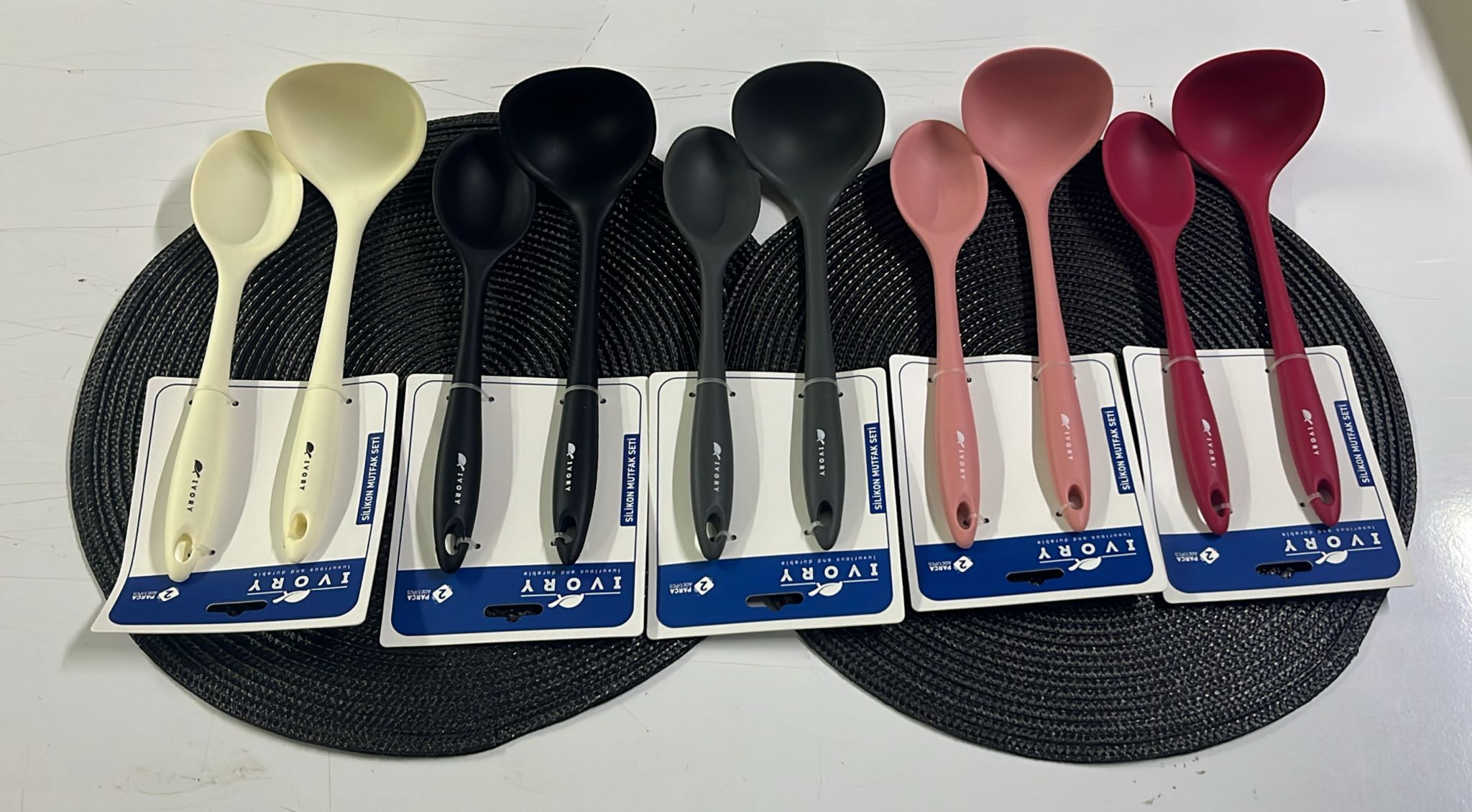 IVORY SİLİKON İKİLİ KEPÇE KAŞIK SETİ SL214 *