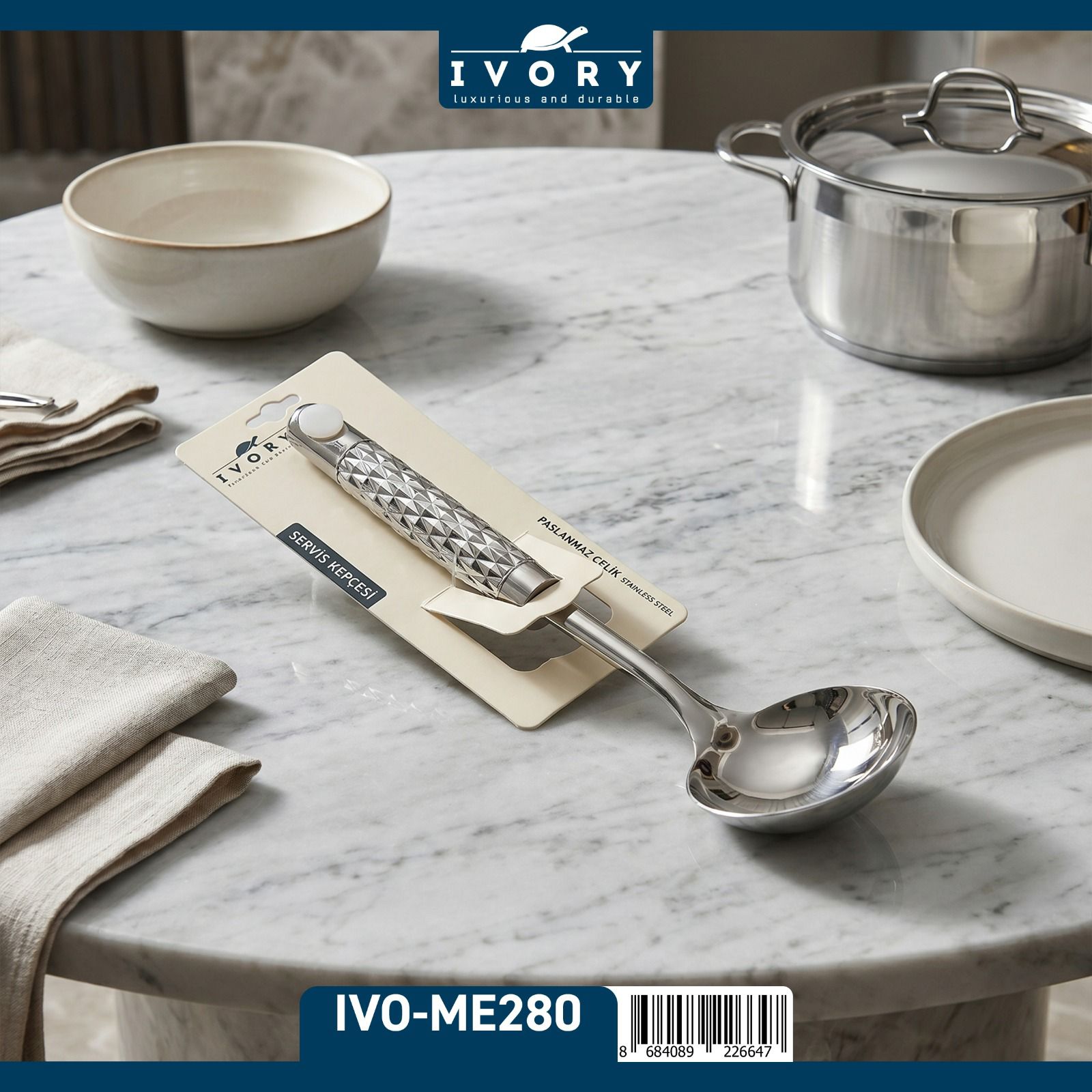 İVORY ÇELİK SERVİS KEPÇESİ IVO-ME280